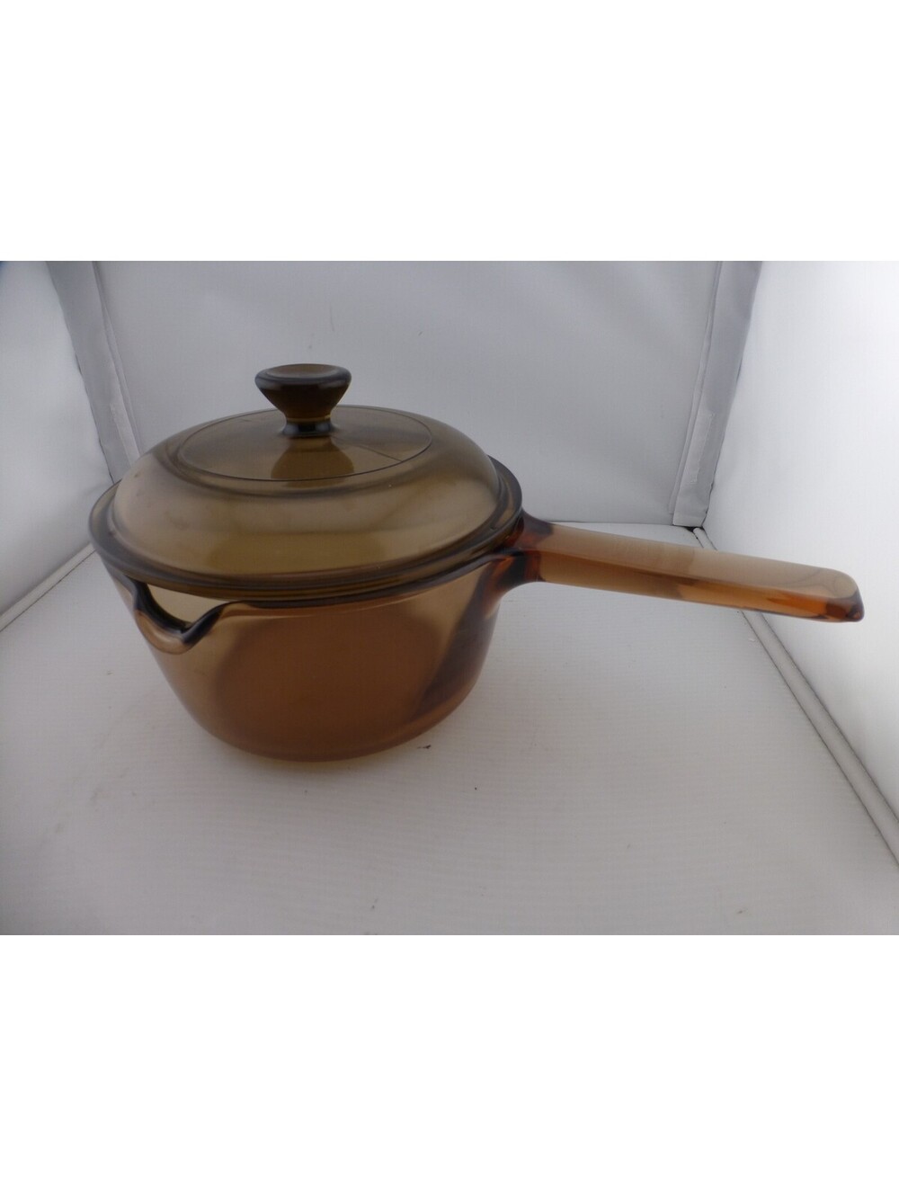 Vintage Visions Corning Amber Glass Saucepan 1.5 Liter Pot with Lid V-1.5-B H3